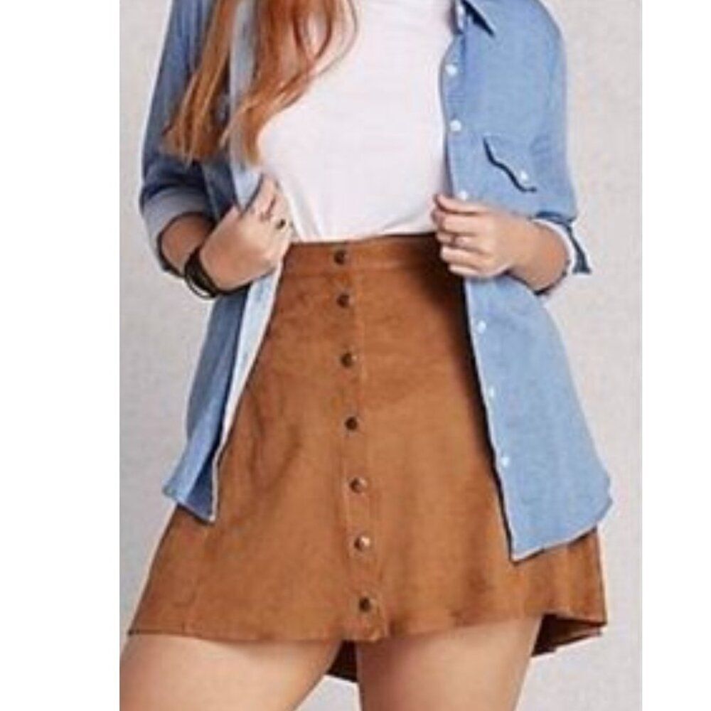 American Rag Cie Brown Textured Mini Skirt Flared Casual Short Womens Size 0